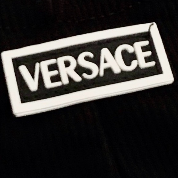 Versace 1990s Black Halter One-Piece Swimsuit White Piping US 8 IT 42 - Picture 7 of 13